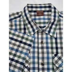 GREAT NORTHWEST MENS XL CANVAS WORK SHIRT - PLAID SHORT SLEEVE NWT
